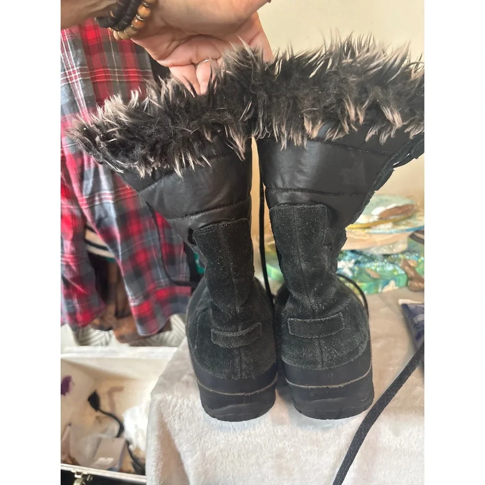 The North Face Winter Boots Womens 6.5 Black PrimaLoft Faux Fur Snow